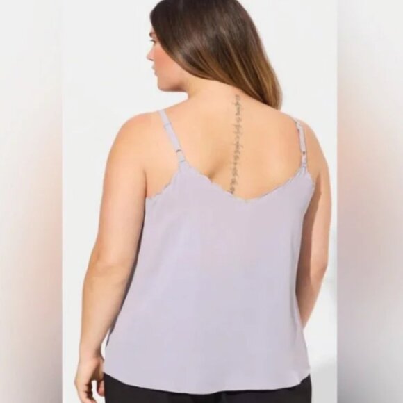 Torrid Lavender Georgette Lace Trim Cami Top – Size 0 (Large 12/14) - Picture 3 of 8